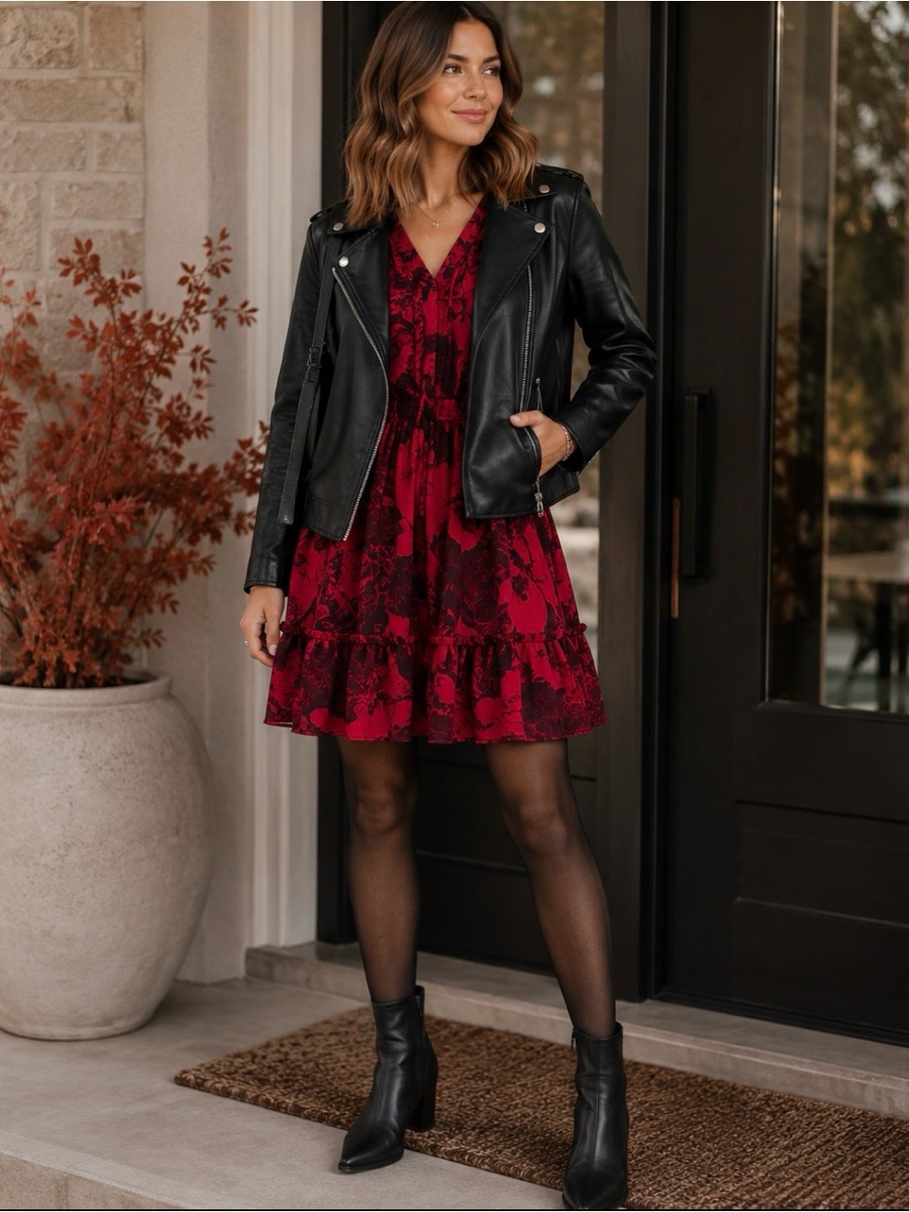 Women's Black Faux Leather Moto Jacket